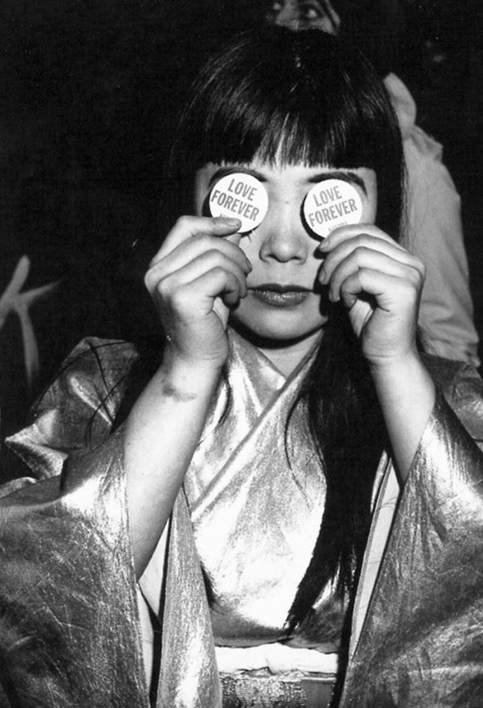 The artist at Kusama's Peep Show exhibition at the Castellane Gallery, New York, 1966. Image courtesy Ota Fine Arts Tokyo © Copyright  Yayoi Kusama, Yayoi Kusama Studio Inc.