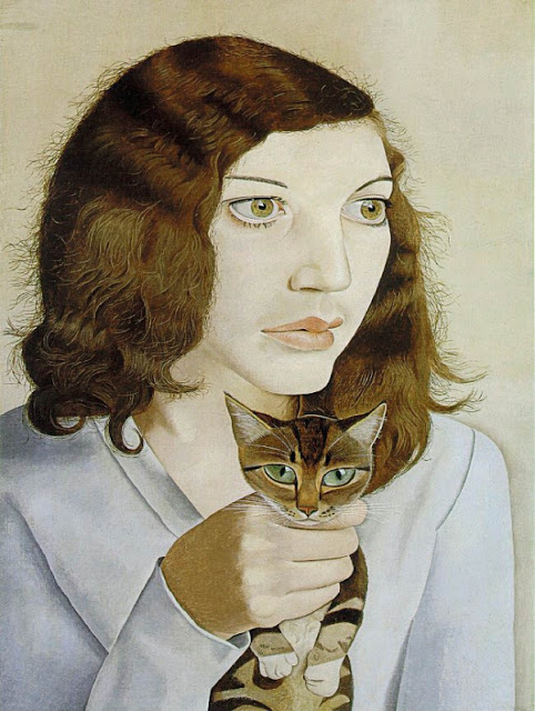 盧西安早期作品《著貓的女子》